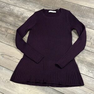Stitches & Stripes Deep Purple Ribbed Long Sleeve Sweater EUC Small